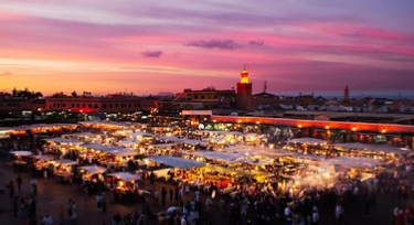 Jamma El Fna square in Marrakech walking city tour with Trek Morocco Desert